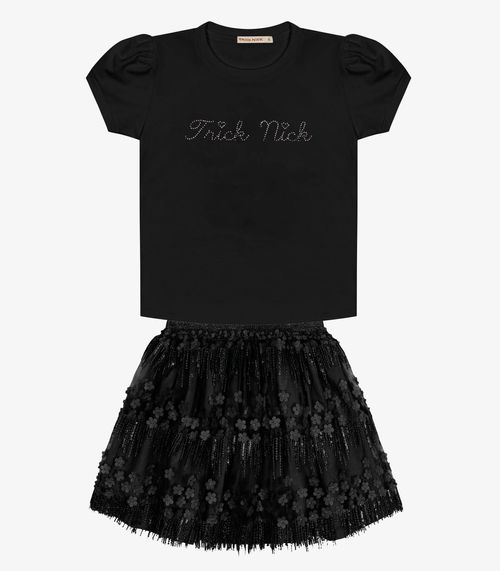 Conjunto Infantil Blusa Com Saia Trick Nick Preto