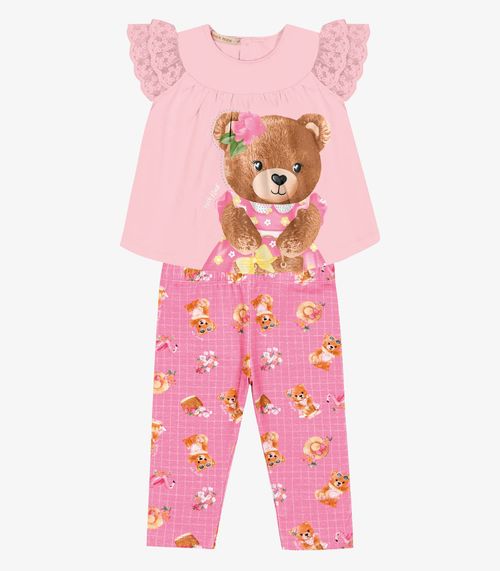 Conjunto Infantil Blusa Com Legging Trick Nick Rosa