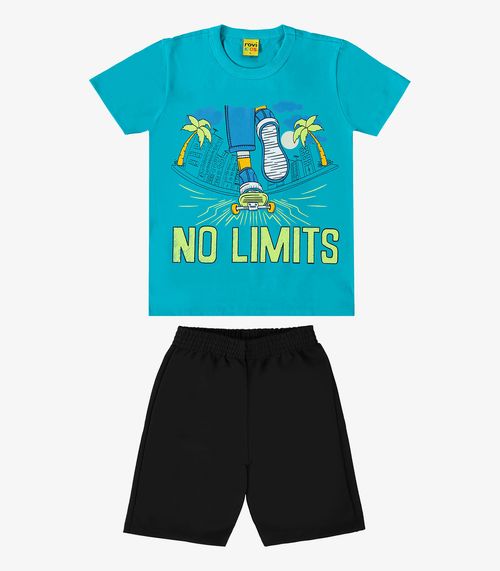 Conjunto Infantil Camiseta Com Bermuda Rovi Kids Azul