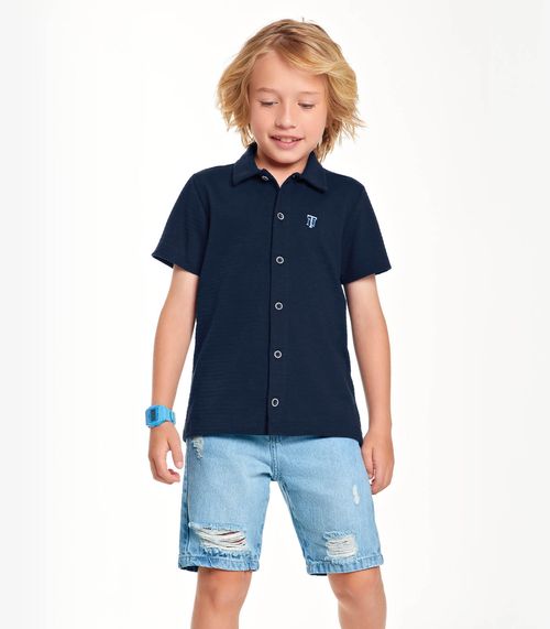 Conjunto Infantil Camisa Com Bermuda Trick Nick Azul