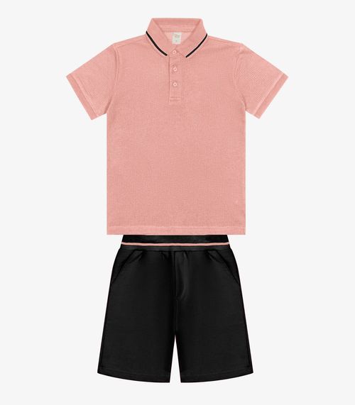 Conjunto Infantil Polo Com Bermuda Trick Nick Rosa