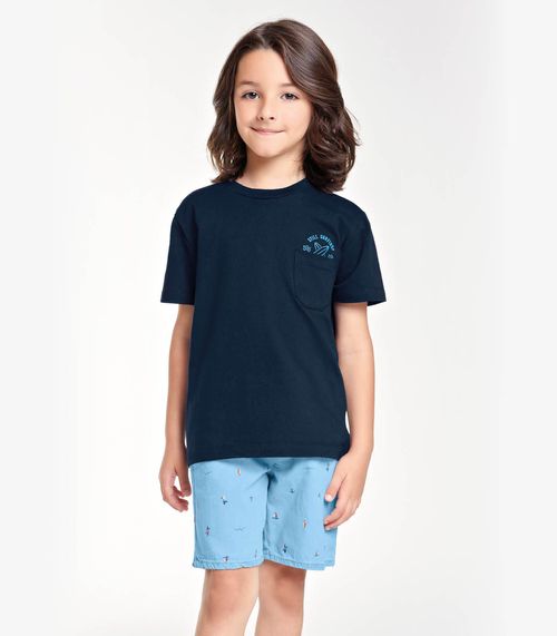 Conjunto Infantil Camiseta Com Bermuda Trick Nick Azul