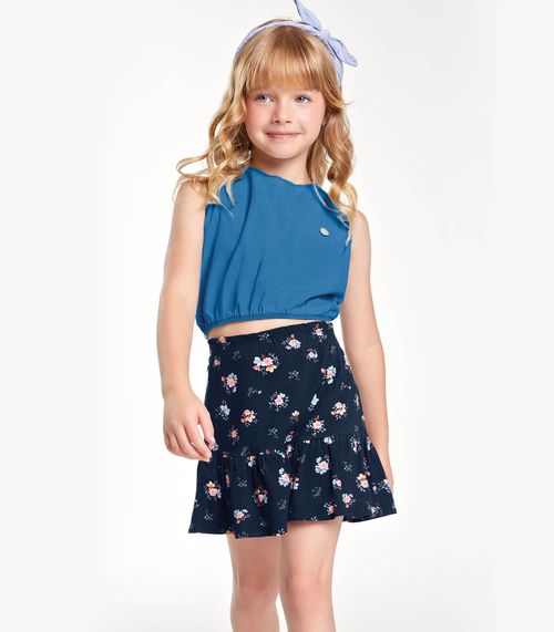 Conjunto Infantil Regata E Shorts Saia Trick Nick Azul