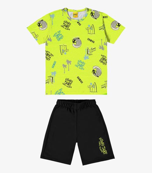 Conjunto Infantil Camiseta Com Bermuda Rovi Kids Verde