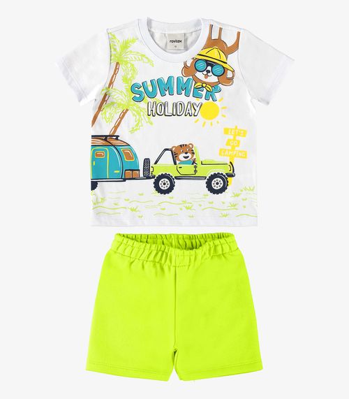 Conjunto Infantil Camiseta Com Bermuda Rovi Kids Branco