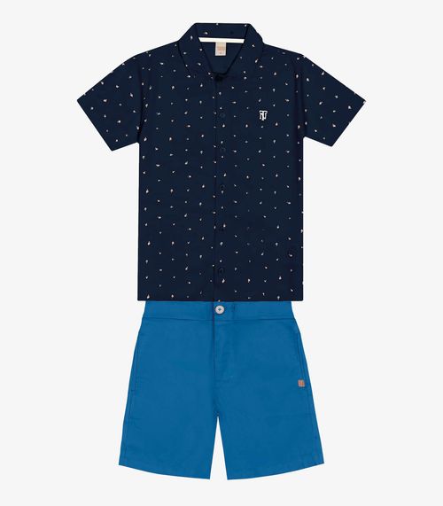 Conjunto Infantil Camisa Com Bermuda Trick Nick Azul