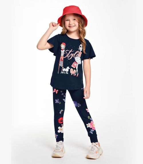 Conjunto Infantil Blusa Com Legging Trick Nick Azul