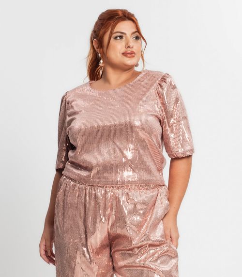 Blusa Feminina Plus Size Em Paetê Secret Glam Unica