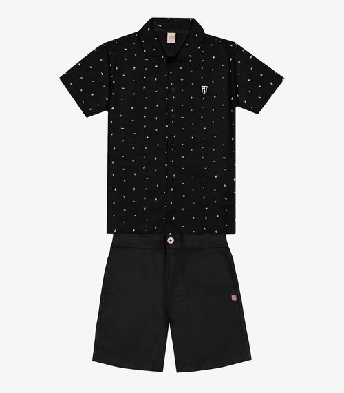 Conjunto Infantil Camisa Com Bermuda Trick Nick Preto