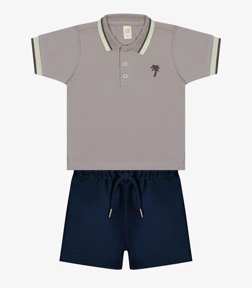 Conjunto Infantil Polo Com Bermuda Trick Nick Cinza