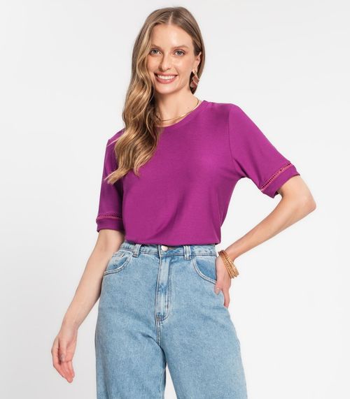 Blusa Feminina Manga Curta Rovitex Roxo