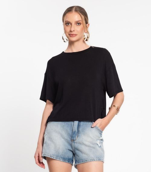 Blusa Feminina Com Abertura Lateral Rovitex Preto