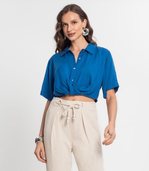 Camisa Cropped Feminina Endless Azul