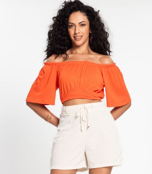 Top Cropped Feminino Rovitex Laranja