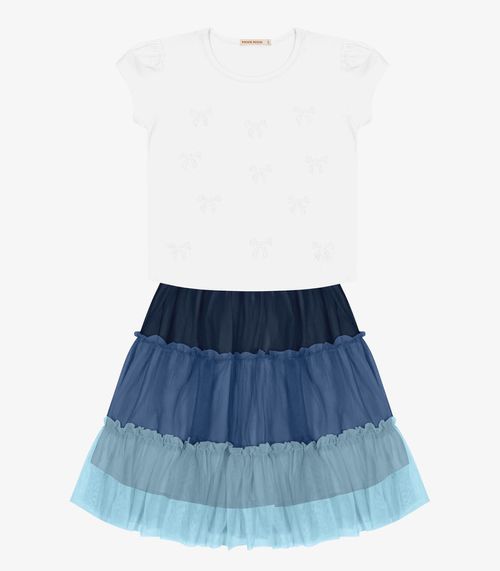 Conjunto Infantil Blusa Com Saia Trick Nick Branco