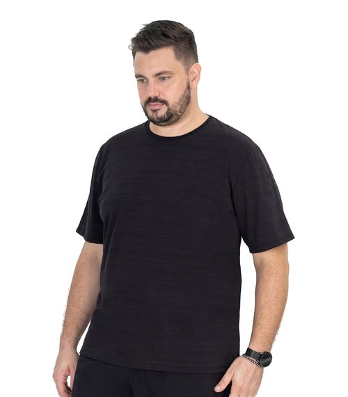 Camiseta Plus Size Meia Malha Maquinetada Diametro Preto