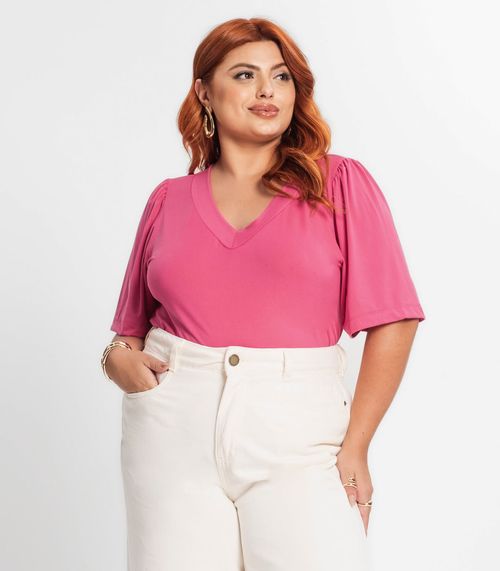 Blusa Feminina Plus Size Em Malha Soft Secret Glam Rosa