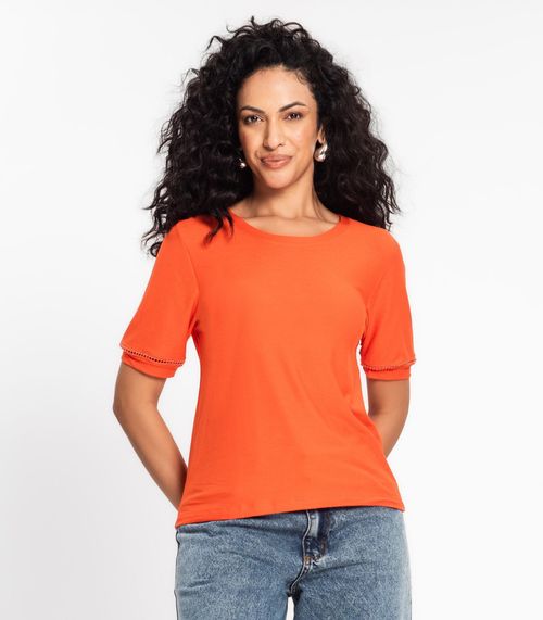 Blusa Feminina Manga Curta Rovitex Laranja