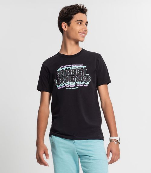 Camiseta Juvenil Masculina Minty Preto