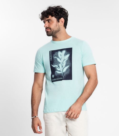 Camiseta Masculina Em Meia Malha Diametro Azul