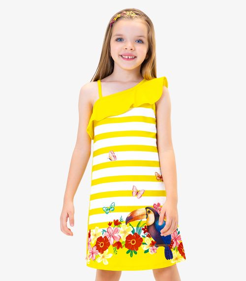 Vestido Infantil De Alça Rovi Kids Amarelo