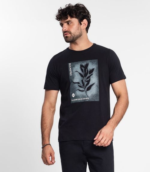 Camiseta Masculina Em Meia Malha Diametro Preto