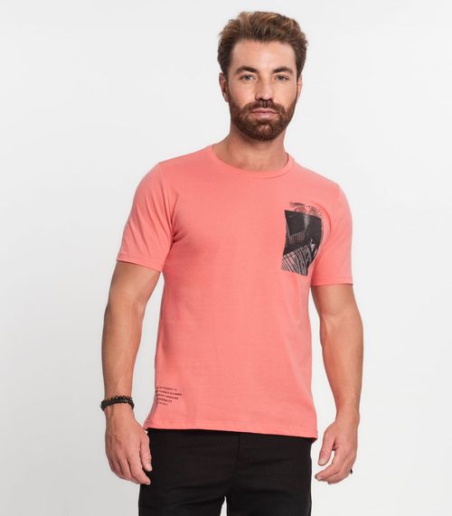 Camiseta Masculina Em Meia Malha Diametro Rosa