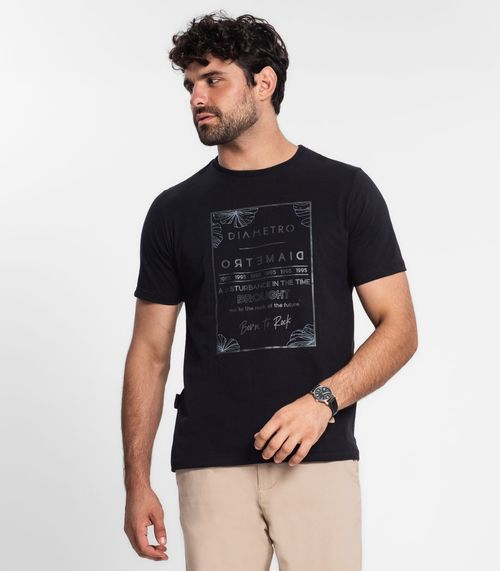 Camiseta Masculina Em Meia Malha Diametro Preto