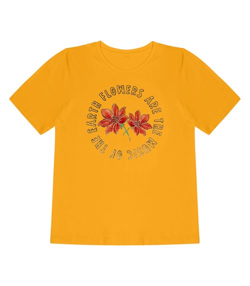 Camiseta Feminina Flowers Rovitex Amarelo