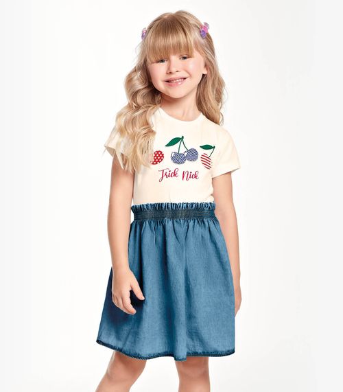 Vestido Infantil Trick Nick Bege