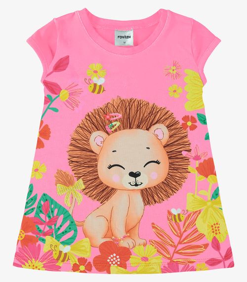 Vestido Infantil Leãozinho Rovi Kids Rosa