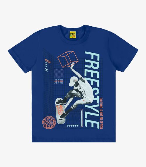 Camiseta Infantil Masculina Freestyle Rovi Kids Azul