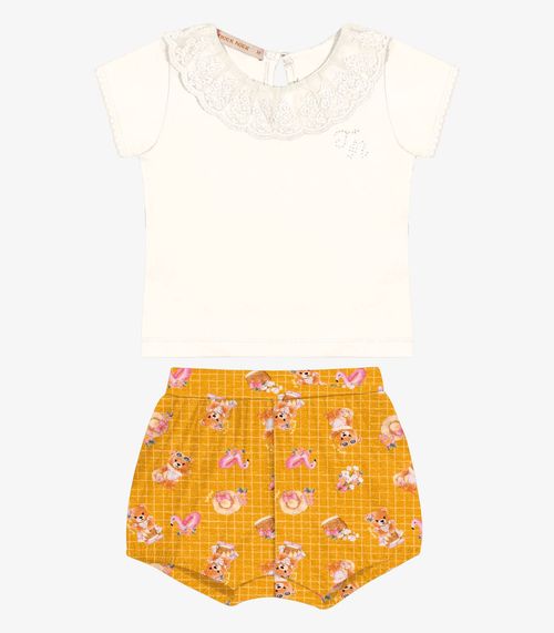 Conjunto Infantil Blusa Com Shorts Trick Nick Amarelo