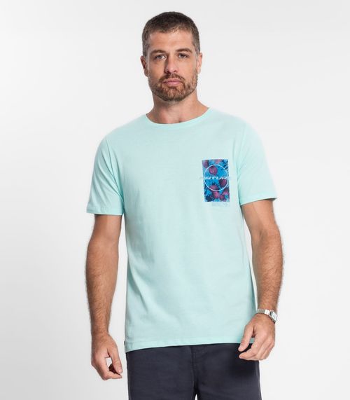 Camiseta Masculina Em Meia Malha Diametro Azul