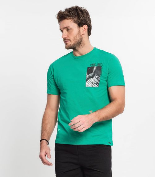 Camiseta Masculina Em Meia Malha Diametro Verde