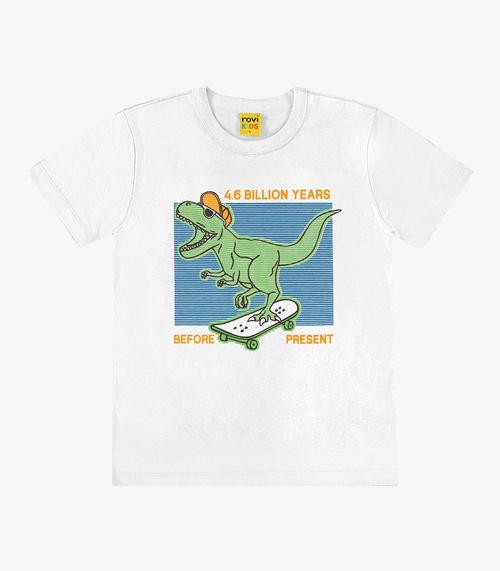 Camiseta Infantil Meia Malha Rovi Kids Branco