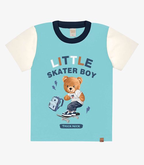 Camiseta Infantil Masculina Urso Trick Nick Azul