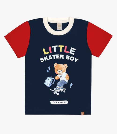 Camiseta Infantil Masculina Urso Trick Nick Azul