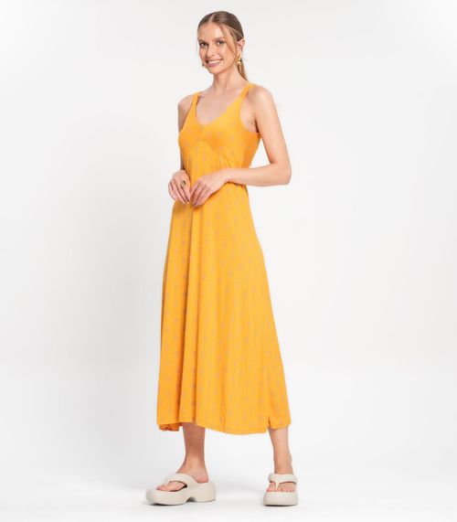 Vestido Midi De Alça Rovitex Amarelo