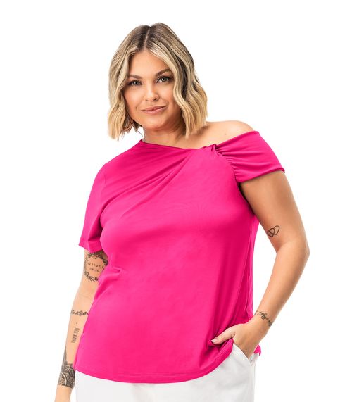 Blusa Feminina Plus Size Em Malha Soft Secret Glam Rosa