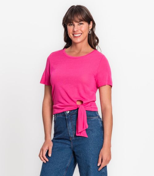 Blusa Com Amarração Em Laço Visco Tricot Rovitex Rosa