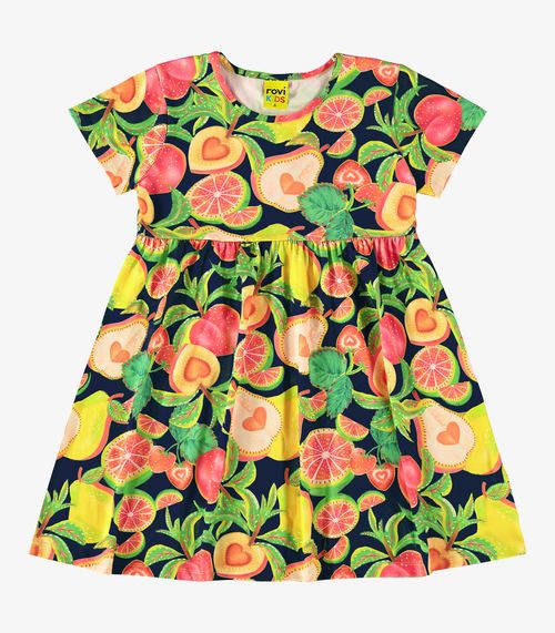 Vestido Infantil Estampado Roovi Kids Azul