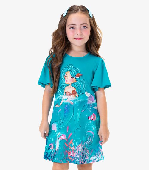 Vestido Infantil Sereia Rovi Kids Azul