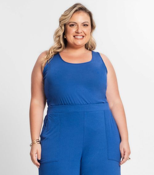 Regata Feminina Plus Size Secret Glam Azul