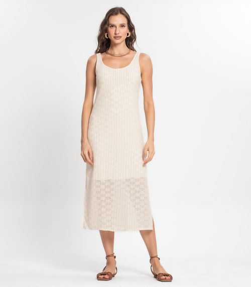 Vestido Midi Feminino Em Tricot Endless Bege