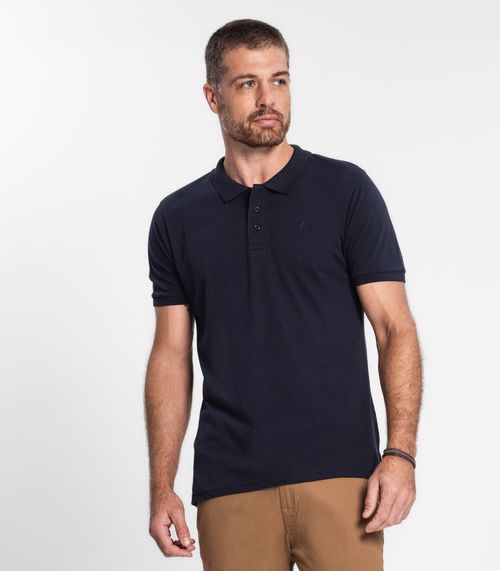 Camisa Polo Masculina Em Piquet Diametro Azul