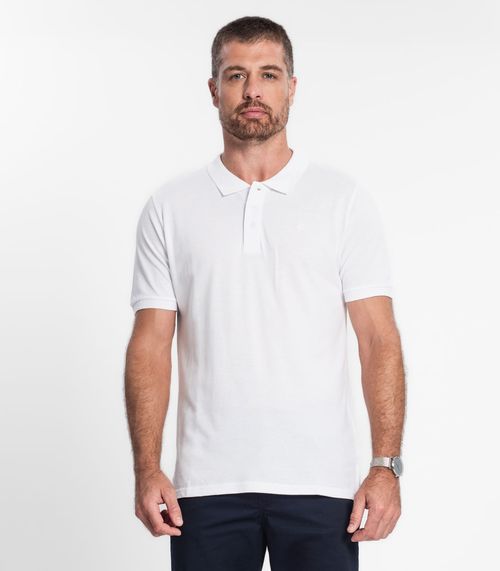 Camisa Polo Masculina Em Piquet Diametro Branco