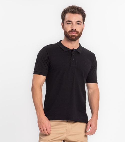 Camisa Polo Masculina Em Piquet Diametro Preto