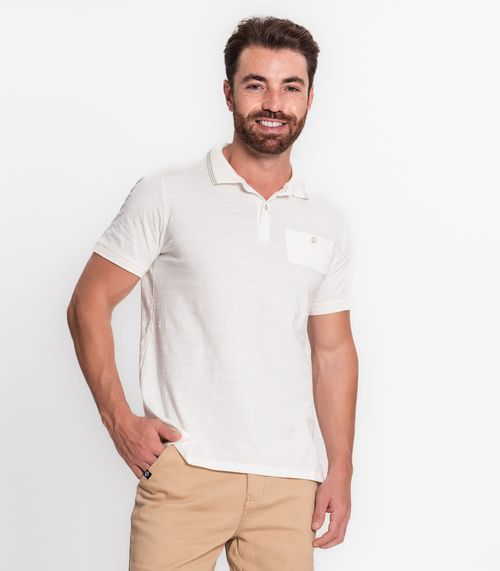 Camisa Polo Masculina Em Meia Malha Diametro Bege