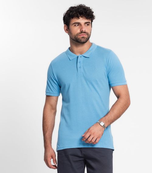 Camisa Polo Masculina Em Piquet Diametro Azul